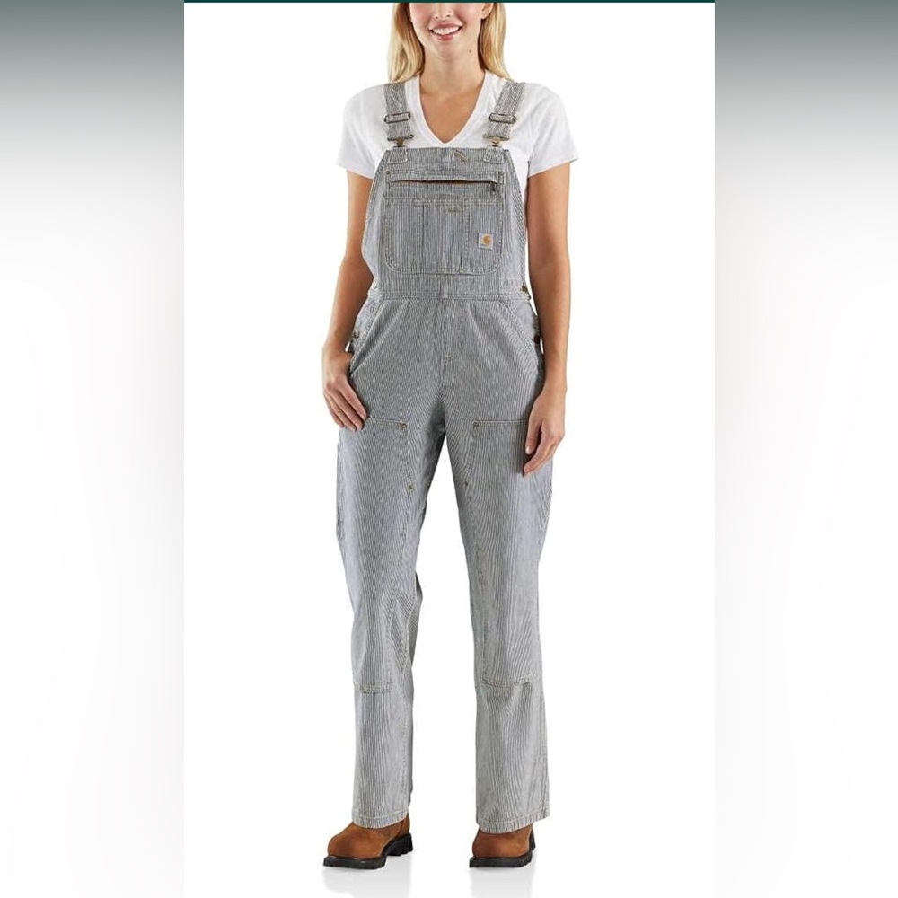 Carhartt womens Brewster Double Front Railroad Striped Bib Overalls